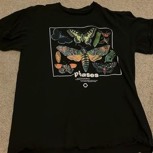 black butterfly phases shirt, size L, black